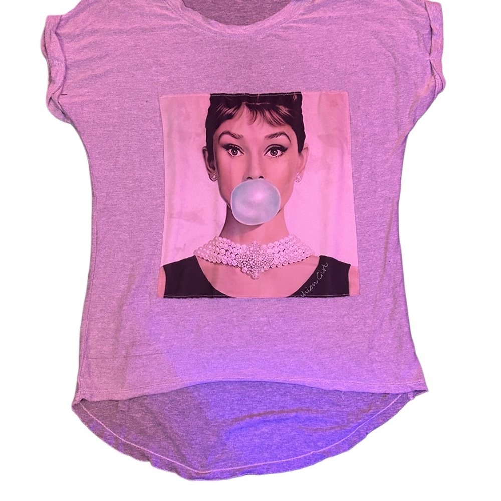 Gray T-Shirt with Iconic Bubblegum Print